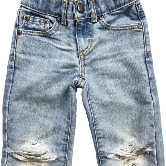 Girls 4 Slim Wide Leg Jeans Ripped Knees Distressed - Picture 4 of 9